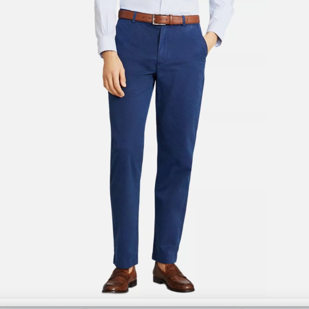 Brooks Brothers Clark Fit Chino Pants Blue Straight Leg Trousers Cotton W34 L32